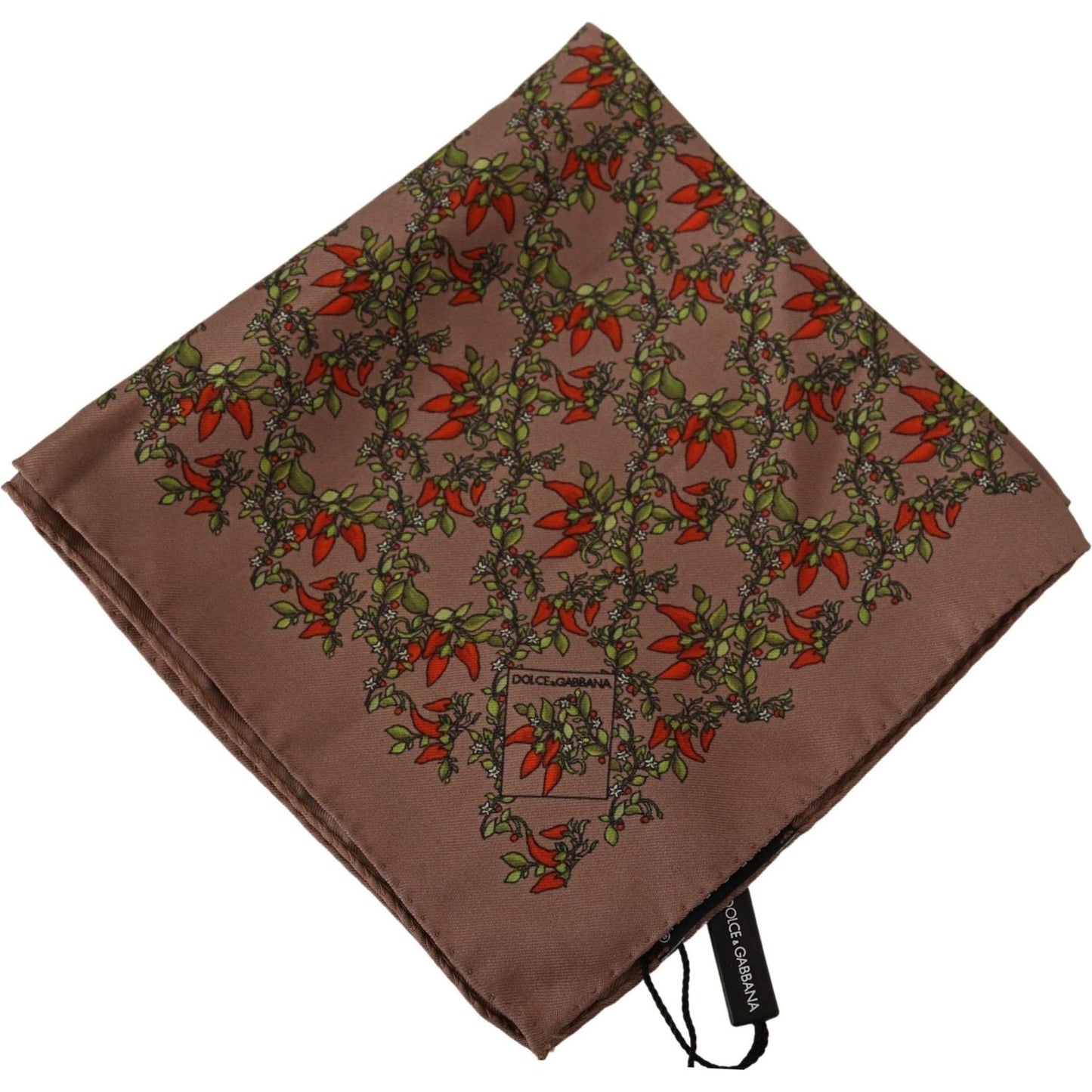 Dolce & Gabbana Brown Carrots Print Silk Handkerchief Dolce & Gabbana