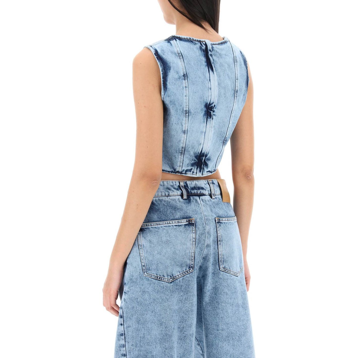 Giuseppe Di Morabito bustier top in marbled denim Topwear Giuseppe Di Morabito