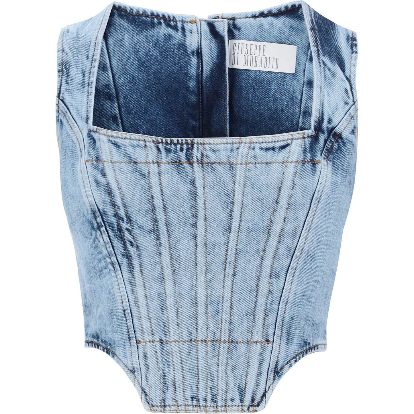 Giuseppe Di Morabito bustier top in marbled denim Topwear Giuseppe Di Morabito