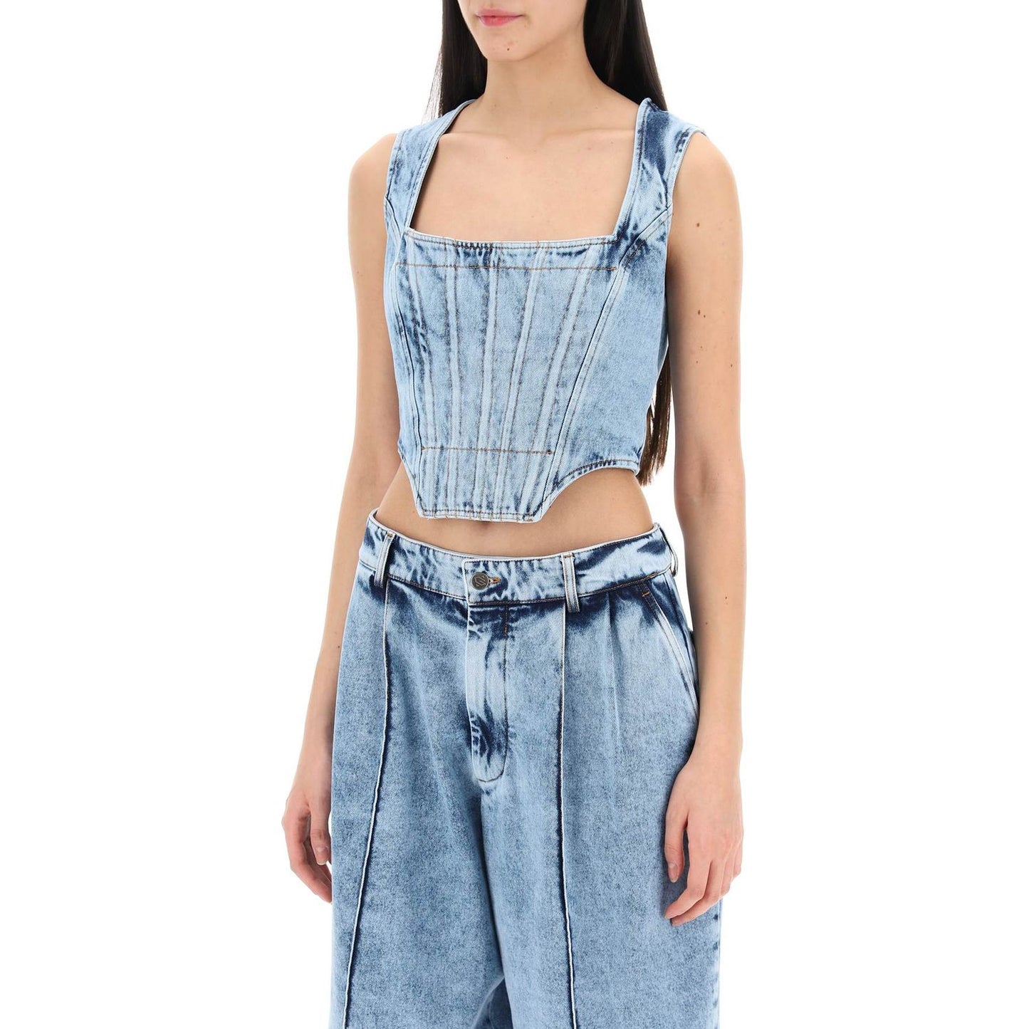 Giuseppe Di Morabito bustier top in marbled denim Topwear Giuseppe Di Morabito