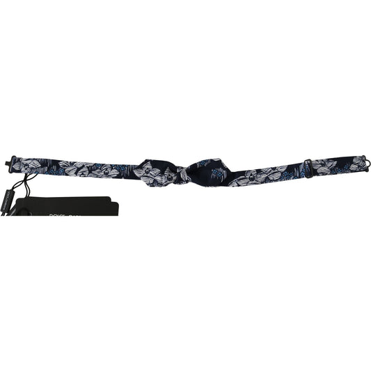 Dolce & Gabbana Navy Blue Floral Slim Adjustable Neck Papillon Men Bow Tie Dolce & Gabbana