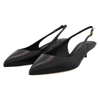 Dolce & Gabbana Black Leather Slingbacks Heels Pumps Shoes