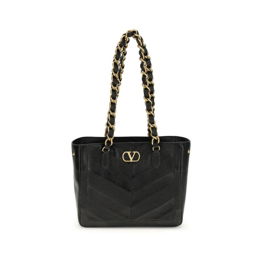 Valentino Garavani Black Calf Leather Bos Taurus Shoulder Bag