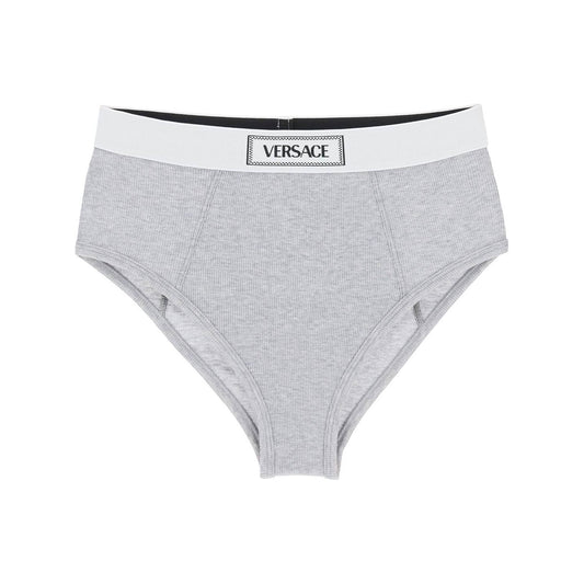 Versace ribbed briefs with '90s logo Beachwear & underwear Versace