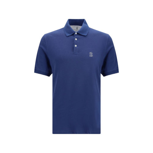 Brunello Cucinelli Blue Cotton Polo Shirt 1728,3XL,72470364320,Blue,Brunello Cucinelli,Clothing,L,M,Men,New with tags,Polo Shirts - T-Shirts - Clothing,S,T-Shirts - Clothing,XL,XXL