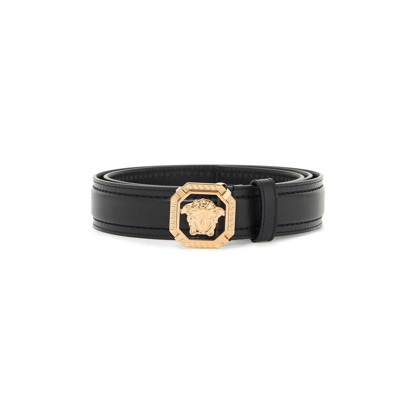 Versace leather medusa belt with Greek engraving Belts Versace