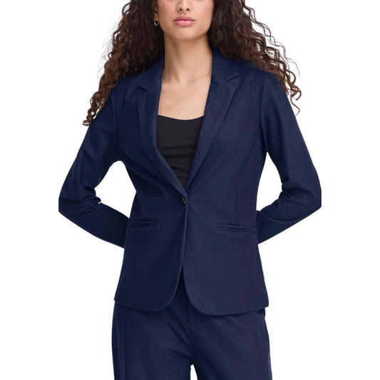 ICHI Blue Cotton Blazer 1728,71956299936,Blazers - Suits & Blazers - Clothing,Blue,Clothing,ICHI,IT40|S,IT42|M,New with tags,Suits & Blazers - Clothing,Women