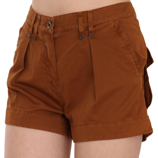 PLEIN SUD Chic Brown Mid Waist Mini Shorts PLEIN SUD