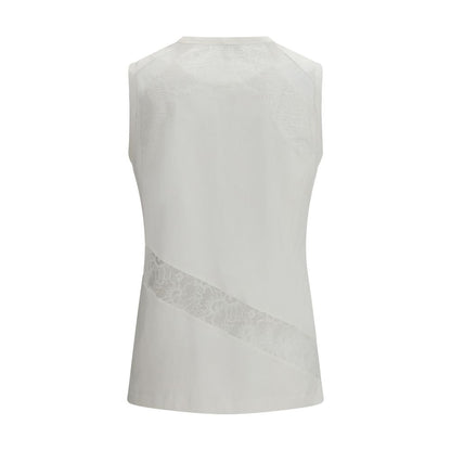 PINKO White Cotton Sleeveles T-Shirt