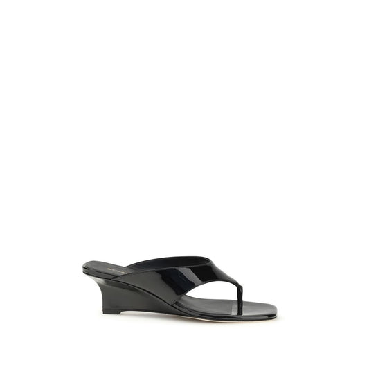 Stuart Weitzman Black Calf Leather Bos Taurus Wedge Sandals 1728,72470364320,Black,EU36/US6,EU37.5/US7.5,EU37/US7,EU38.5/US8.5,EU38/US8,EU39/US9,EU40/US10,EU41/US11,New with tags,Sandals - Shoes,Shoes,Stuart Weitzman,Wedges - Sandals - Shoes,Women