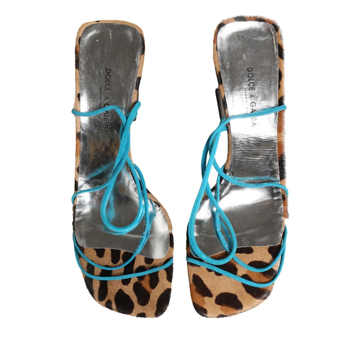 Dolce & Gabbana Multicolor Leather Block Heels Sandals Shoes