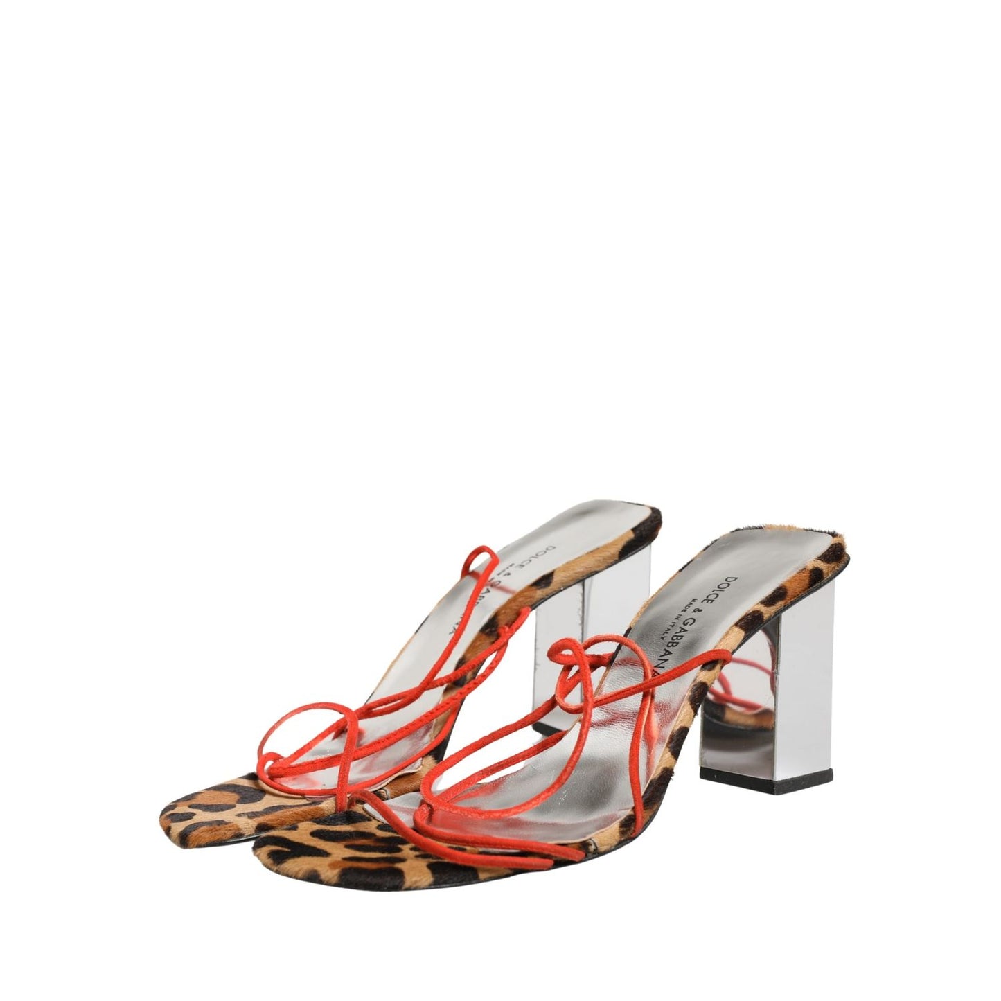 Dolce & Gabbana Multicolor Leather Block Heels Sandals Shoes