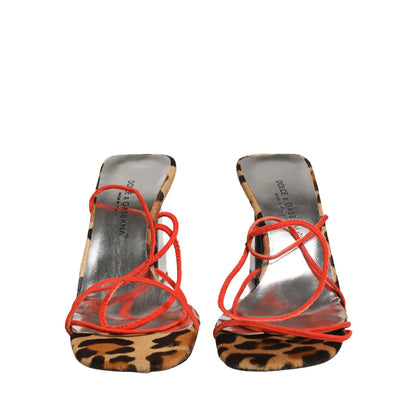 Dolce & Gabbana Multicolor Leather Block Heels Sandals Shoes