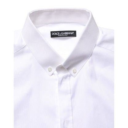 Dolce & Gabbana White Cotton Short Sleeves Button Down Shirt
