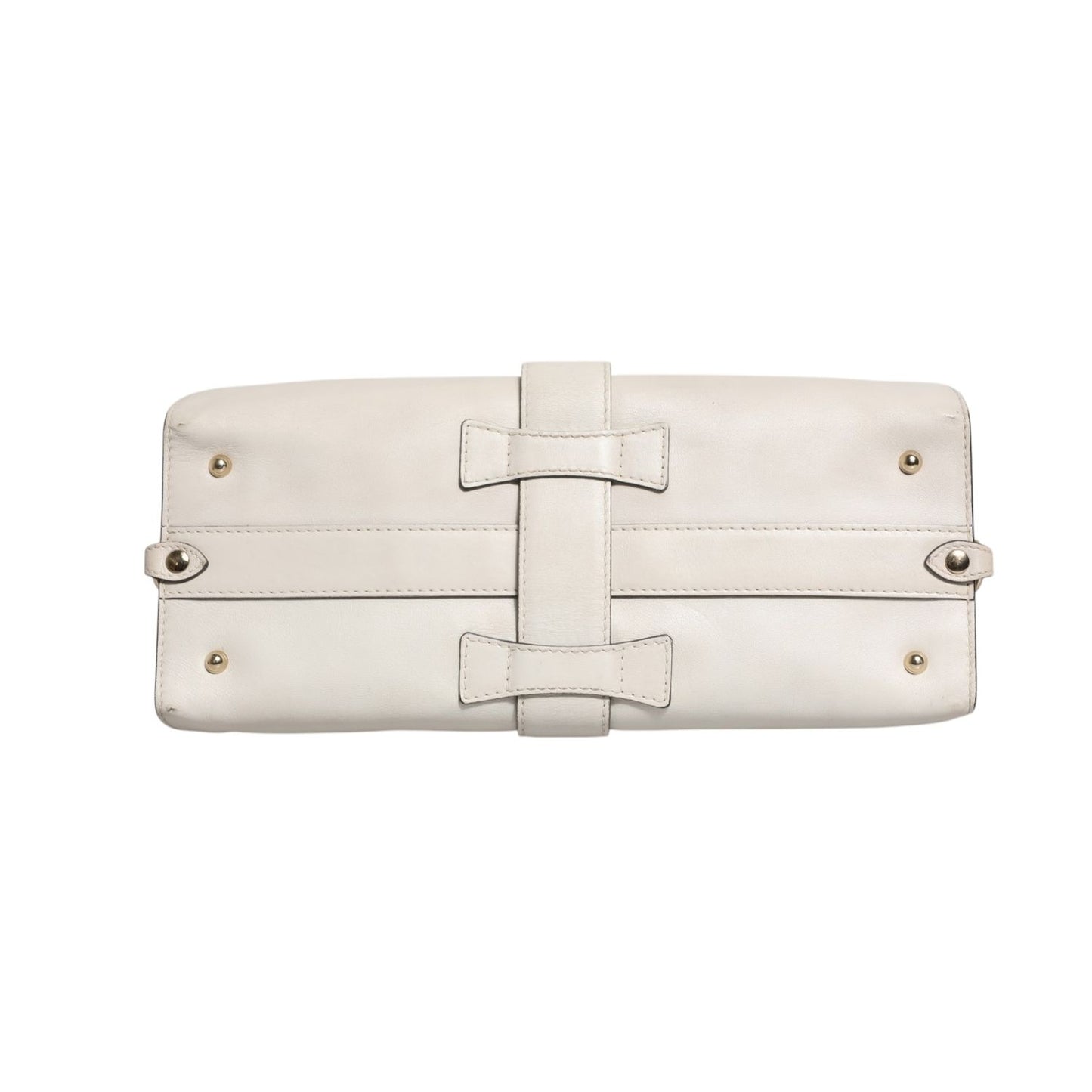 Gucci White Leather Stirrup Top Handle Bag