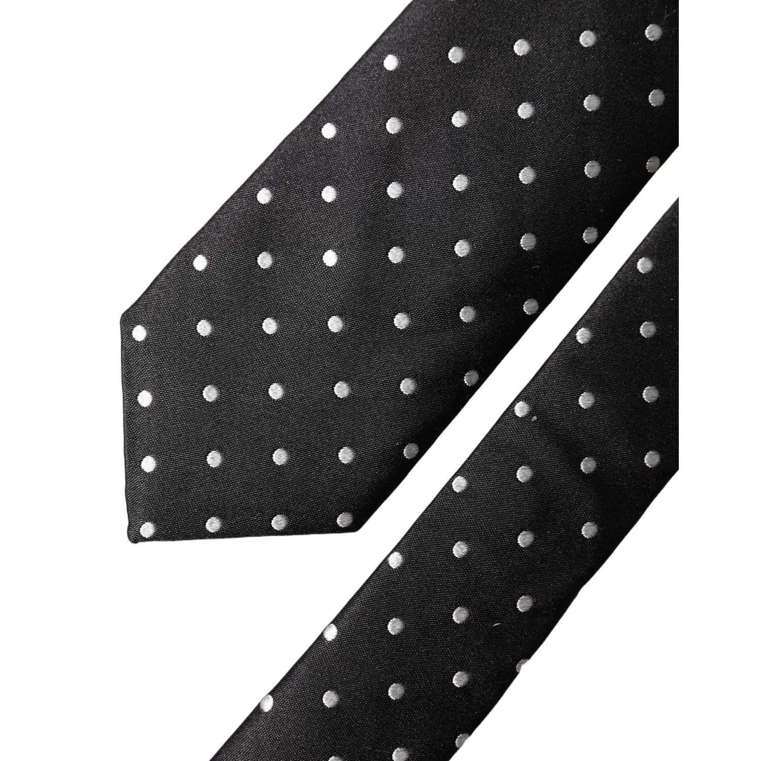 Dolce & Gabbana Black White Polka Dots Silk Adjustable Men Necktie Tie
