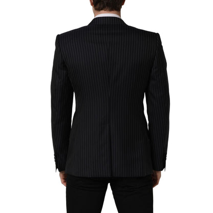 Dolce & Gabbana Black Stripes Wool Double Breasted Jacket