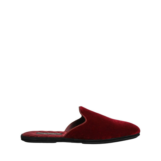 Dolce & Gabbana Red Suede Slides Flat Slipper Men Shoes