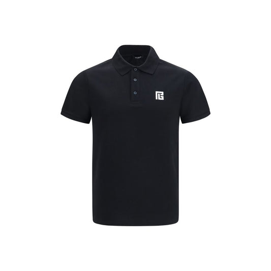 Balmain Black Cotton Polo Shirt