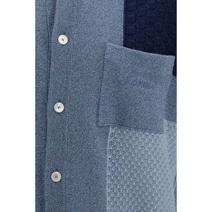 Laneus Blue Cotton Cardigan