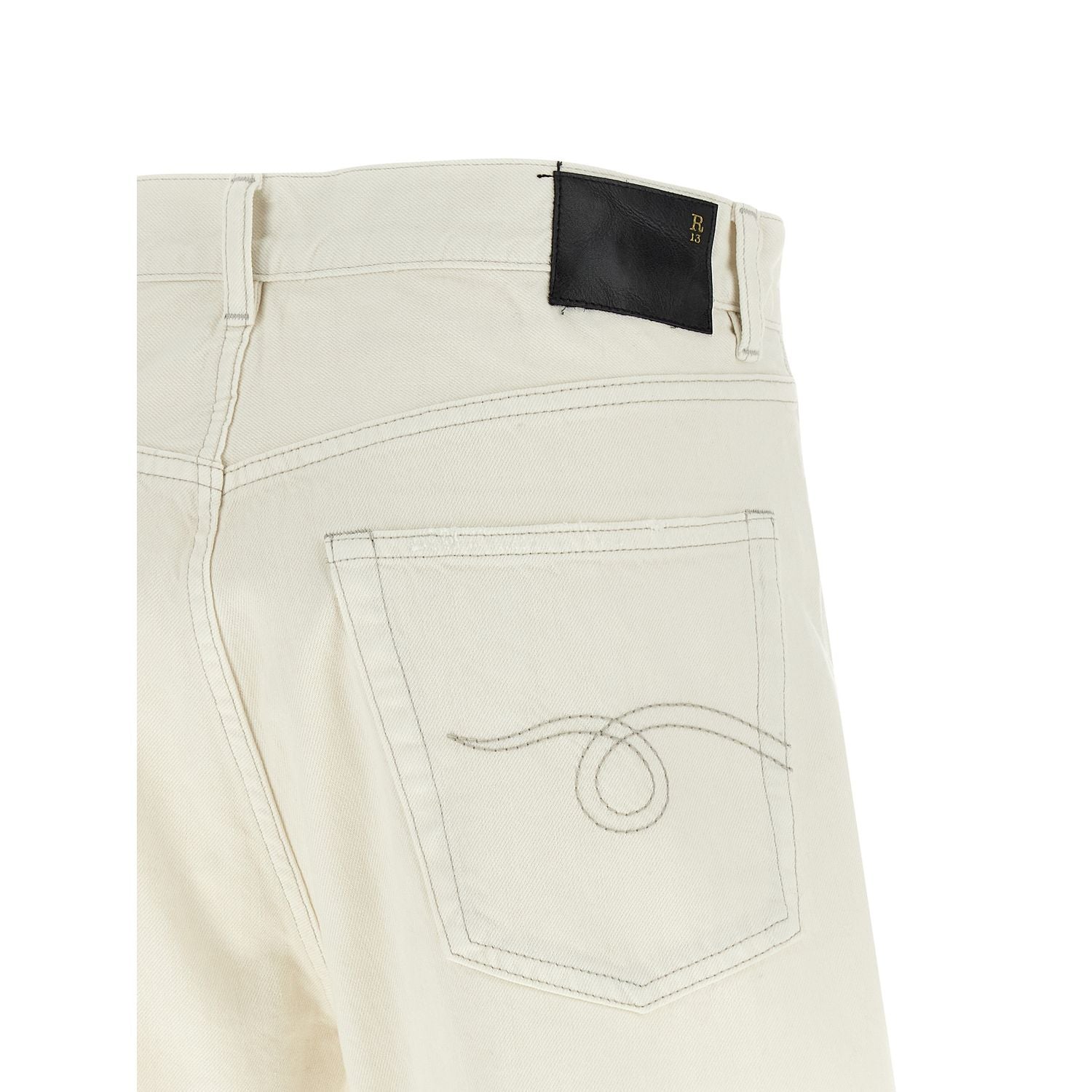 R13 White Cotton Bermuda Shorts