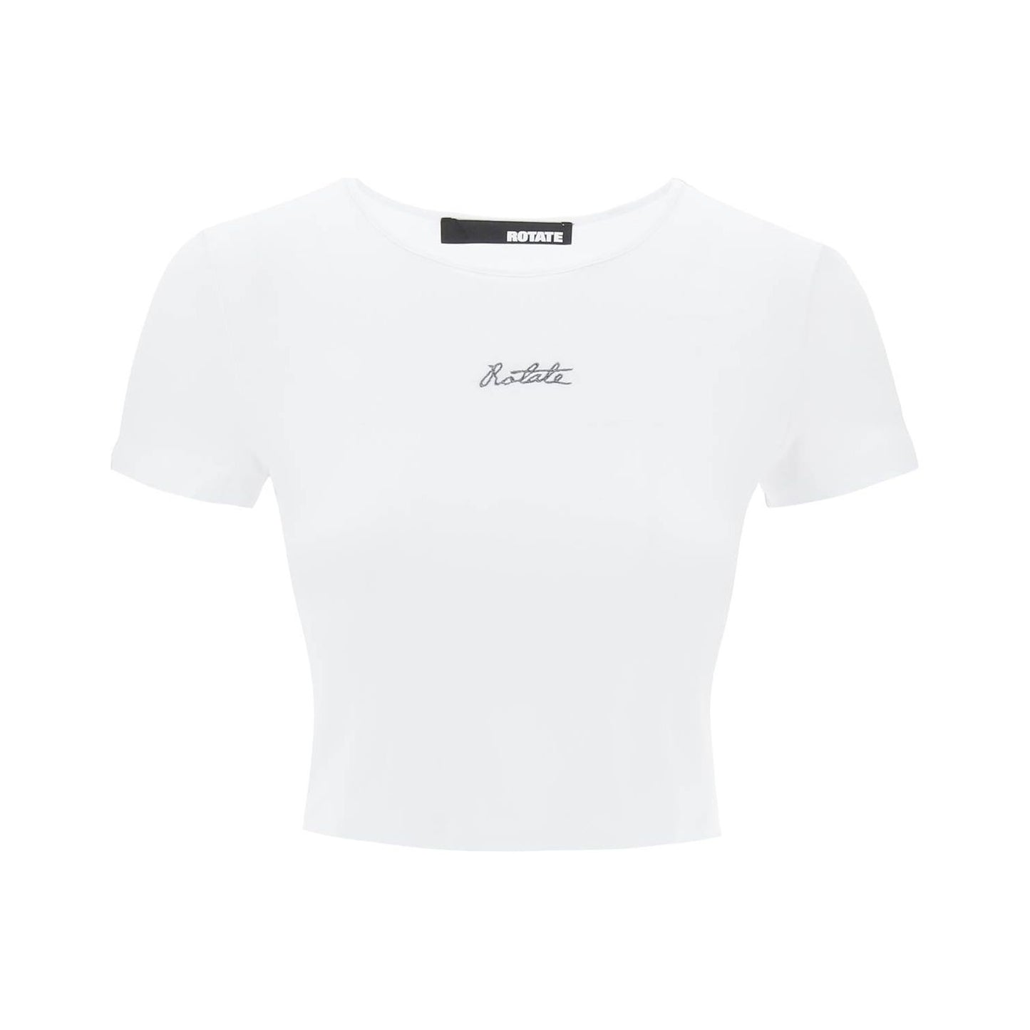 Rotate cropped t-shirt with embroidered lurex logo Topwear Rotate