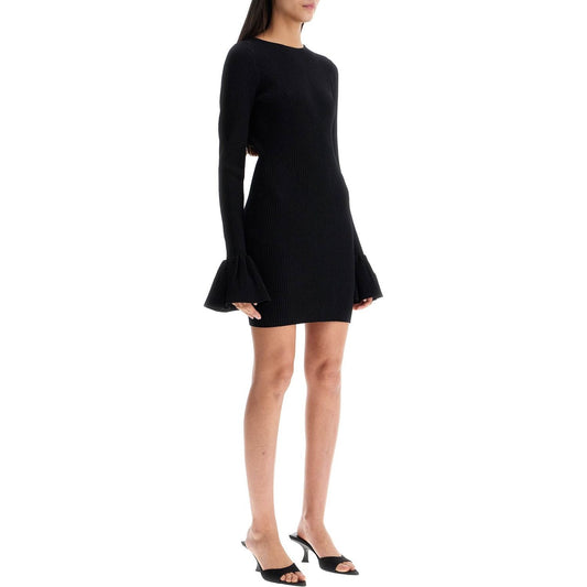 Rotate black viscose mini dress with cutout on the back and ribbed knit Dresses Rotate