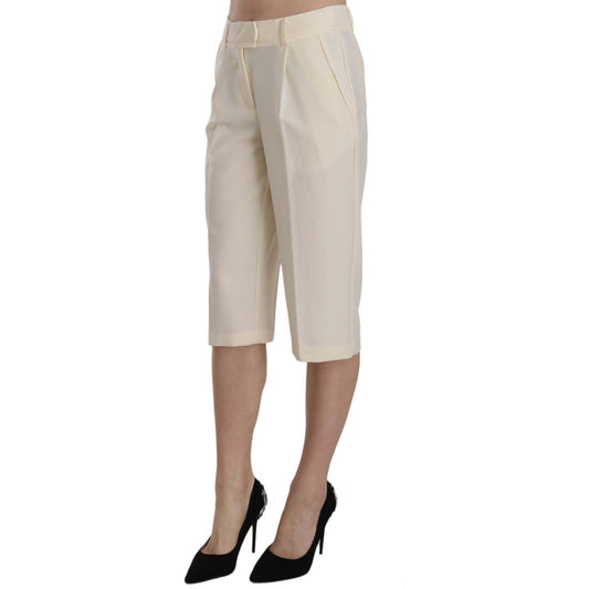 Silvian Heach Elegant Straight Cropped Pants in Cream Silvian Heach