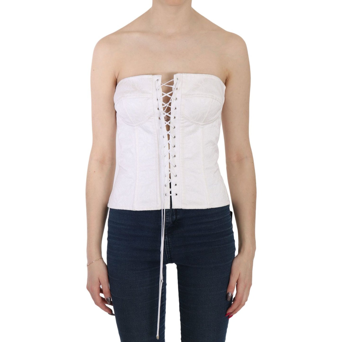 Dolce & Gabbana Elegant White Strapless Corset Top Dolce & Gabbana