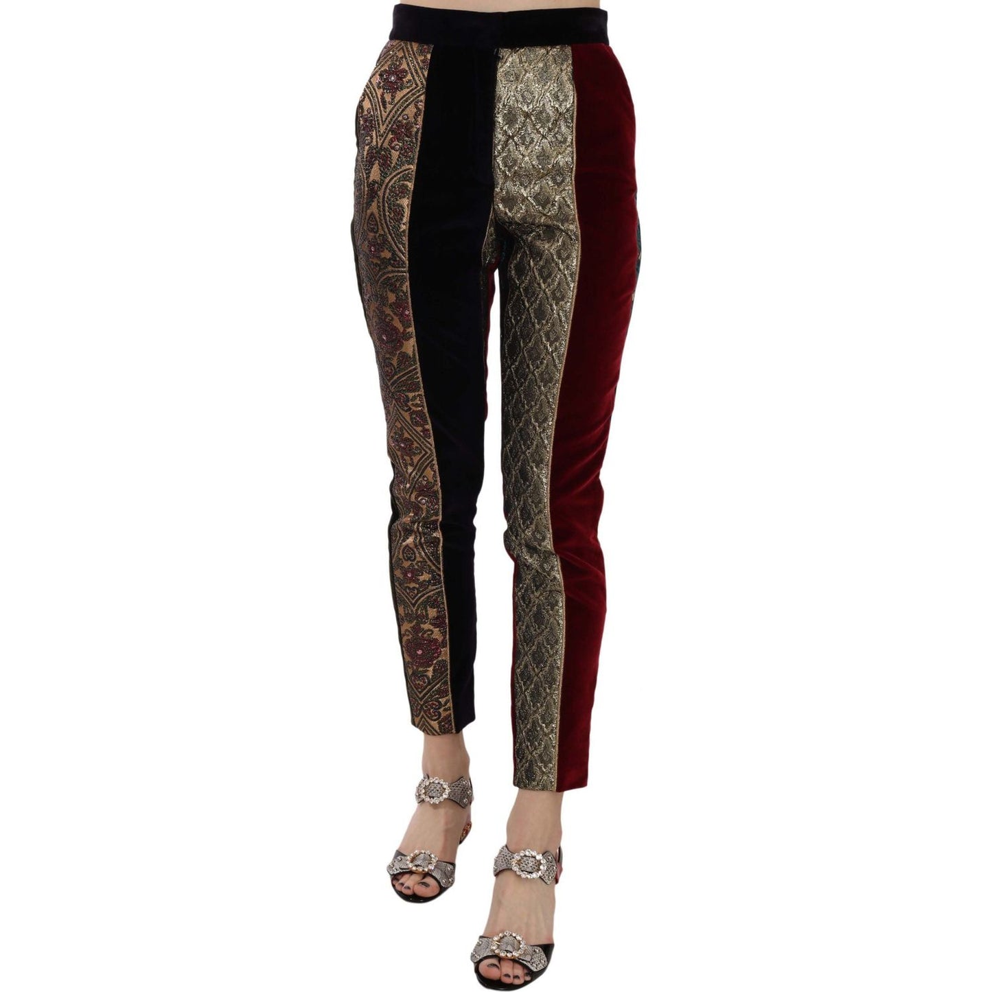 Dolce & Gabbana Multicolor Jacquard Cropped Tapered Pants 1728,67345645728,Clothing,Cropped Pants - Pants - Clothing,Dolce & Gabbana,IT38|XS,Jeans & Pants - Women - Clothing,Material: 45% Cotton 25% Polyester 10% Nylon 5% Elastane 5% Silk 5% Metallized Fi