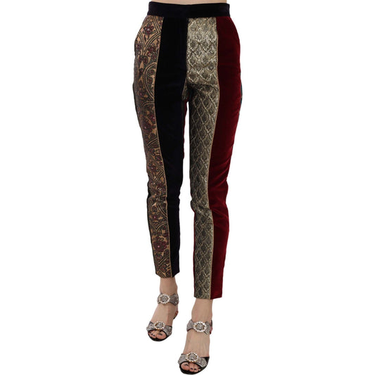 Dolce & Gabbana Multicolor Jacquard Cropped Tapered Pants 1728,67345645728,Clothing,Cropped Pants - Pants - Clothing,Dolce & Gabbana,IT38|XS,Jeans & Pants - Women - Clothing,Material: 45% Cotton 25% Polyester 10% Nylon 5% Elastane 5% Silk 5% Metallized Fi