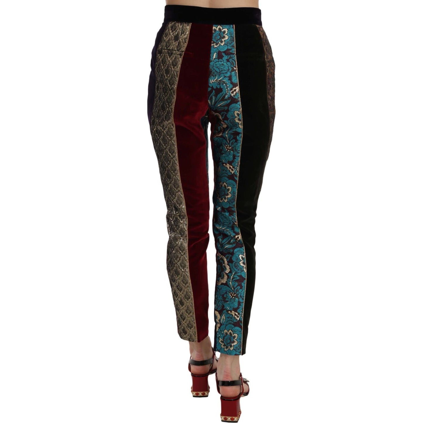 Dolce & Gabbana Multicolor Jacquard Cropped Tapered Pants 1728,67345645728,Clothing,Cropped Pants - Pants - Clothing,Dolce & Gabbana,IT38|XS,Jeans & Pants - Women - Clothing,Material: 45% Cotton 25% Polyester 10% Nylon 5% Elastane 5% Silk 5% Metallized Fi