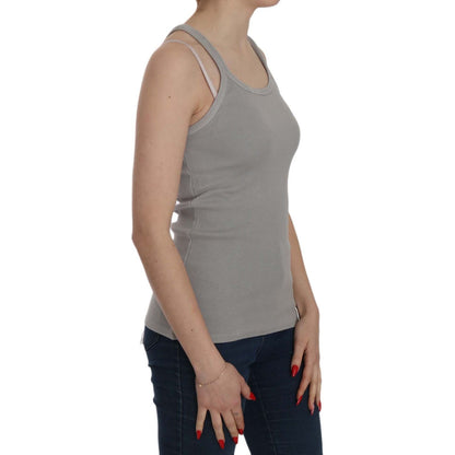 PINK MEMORIES Grey Sleeveless Spaghetti Strap Shirt 1728,67345645728,Clothing,Gray,IT46|XL,Material: 100% Cotton,New with tags,PINK MEMORIES,Sleeveless - T-Shirts - Clothing,T-Shirts - Clothing,Tops & T-Shirts - Women - Clothing,Women,Women - Clothing