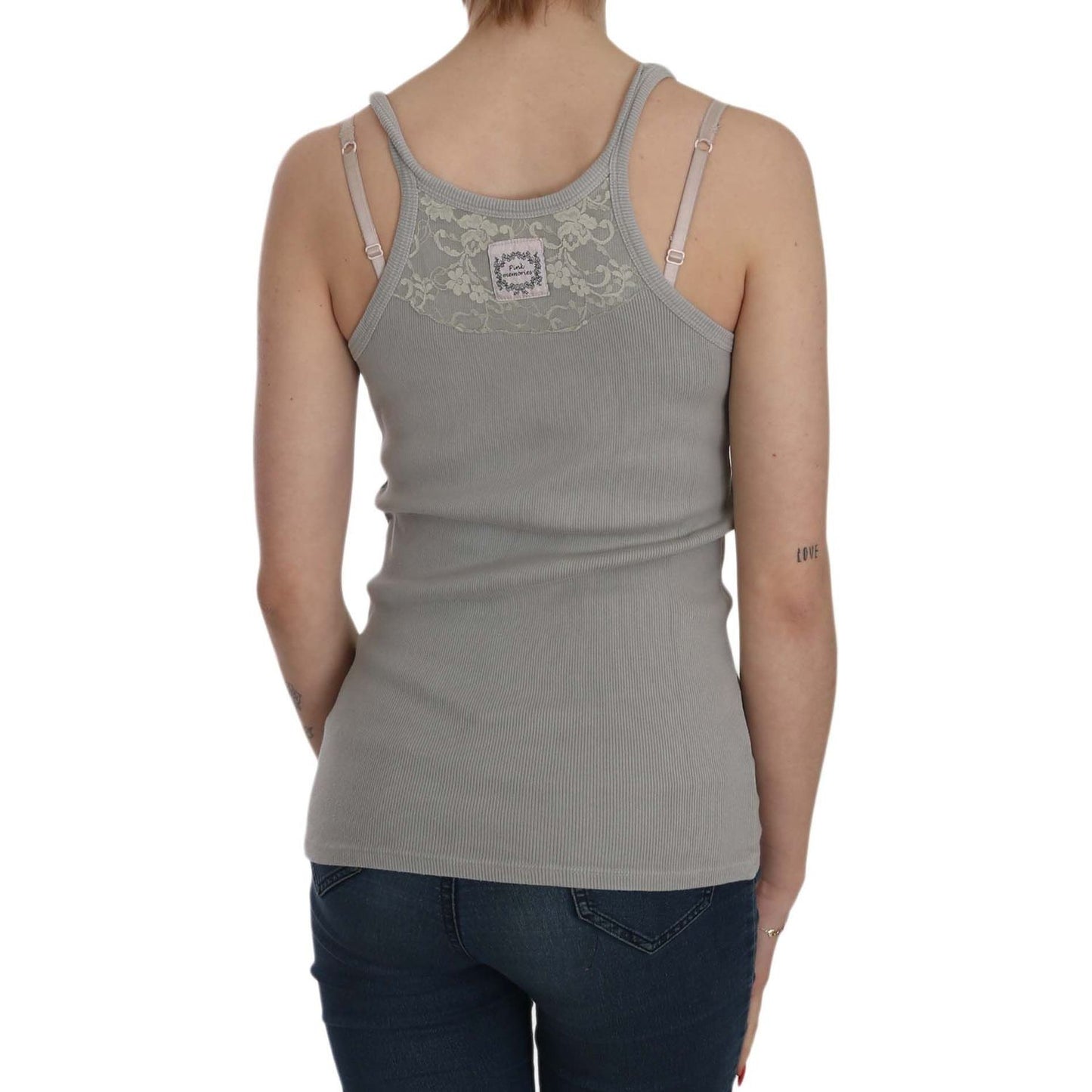 PINK MEMORIES Grey Sleeveless Spaghetti Strap Shirt 1728,67345645728,Clothing,Gray,IT46|XL,Material: 100% Cotton,New with tags,PINK MEMORIES,Sleeveless - T-Shirts - Clothing,T-Shirts - Clothing,Tops & T-Shirts - Women - Clothing,Women,Women - Clothing