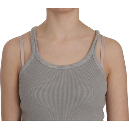 PINK MEMORIES Grey Sleeveless Spaghetti Strap Shirt 1728,67345645728,Clothing,Gray,IT46|XL,Material: 100% Cotton,New with tags,PINK MEMORIES,Sleeveless - T-Shirts - Clothing,T-Shirts - Clothing,Tops & T-Shirts - Women - Clothing,Women,Women - Clothing