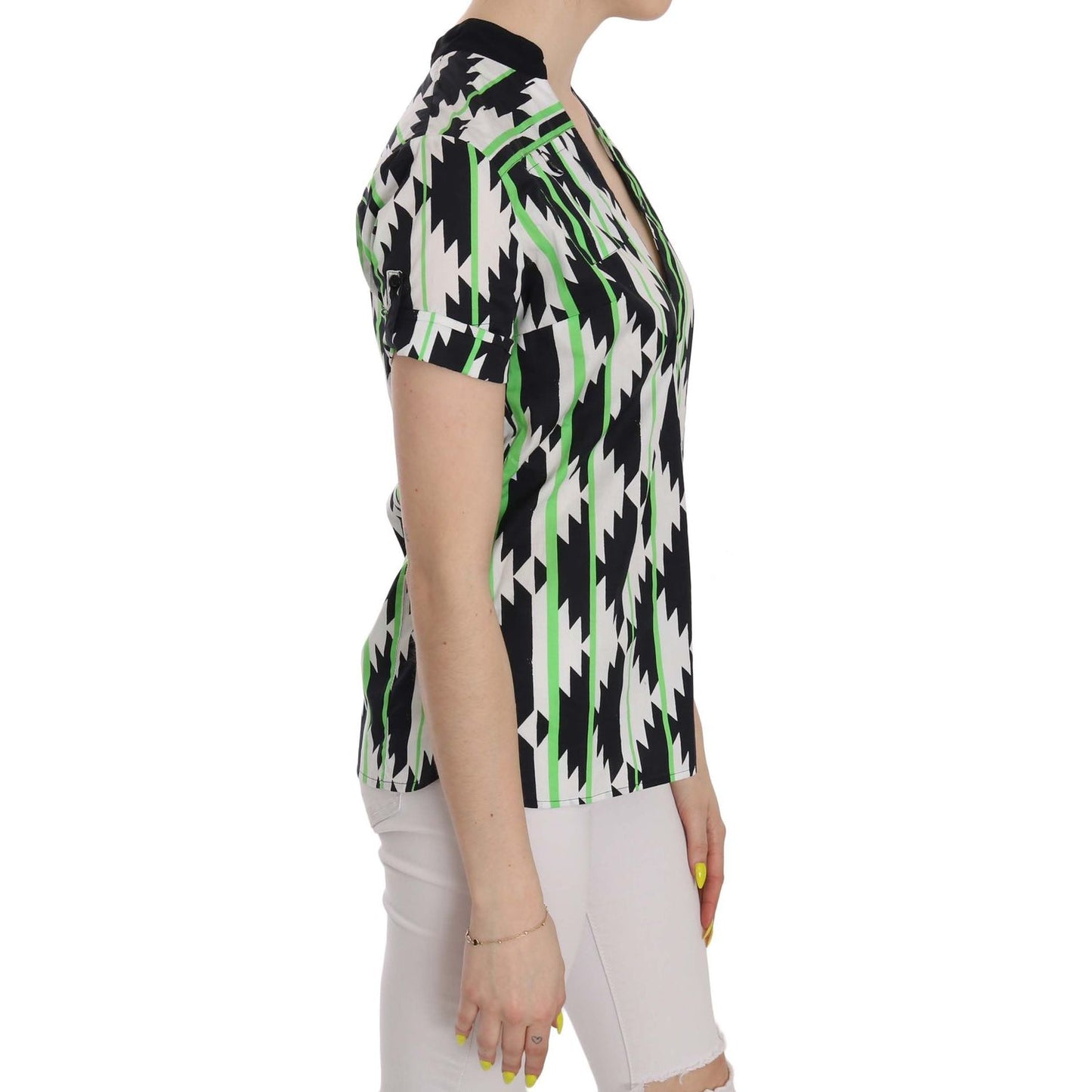 Costume National Multi Color Plunging Top Blouse 1728,67345645728,Clothing,Costume National,IT40|S,Material: Polyester,Multicolor,New with tags,T-Shirts - Clothing,T-Shirts - T-Shirts - Clothing,Tops & T-Shirts - Women - Clothing,Women,Women - Clothing