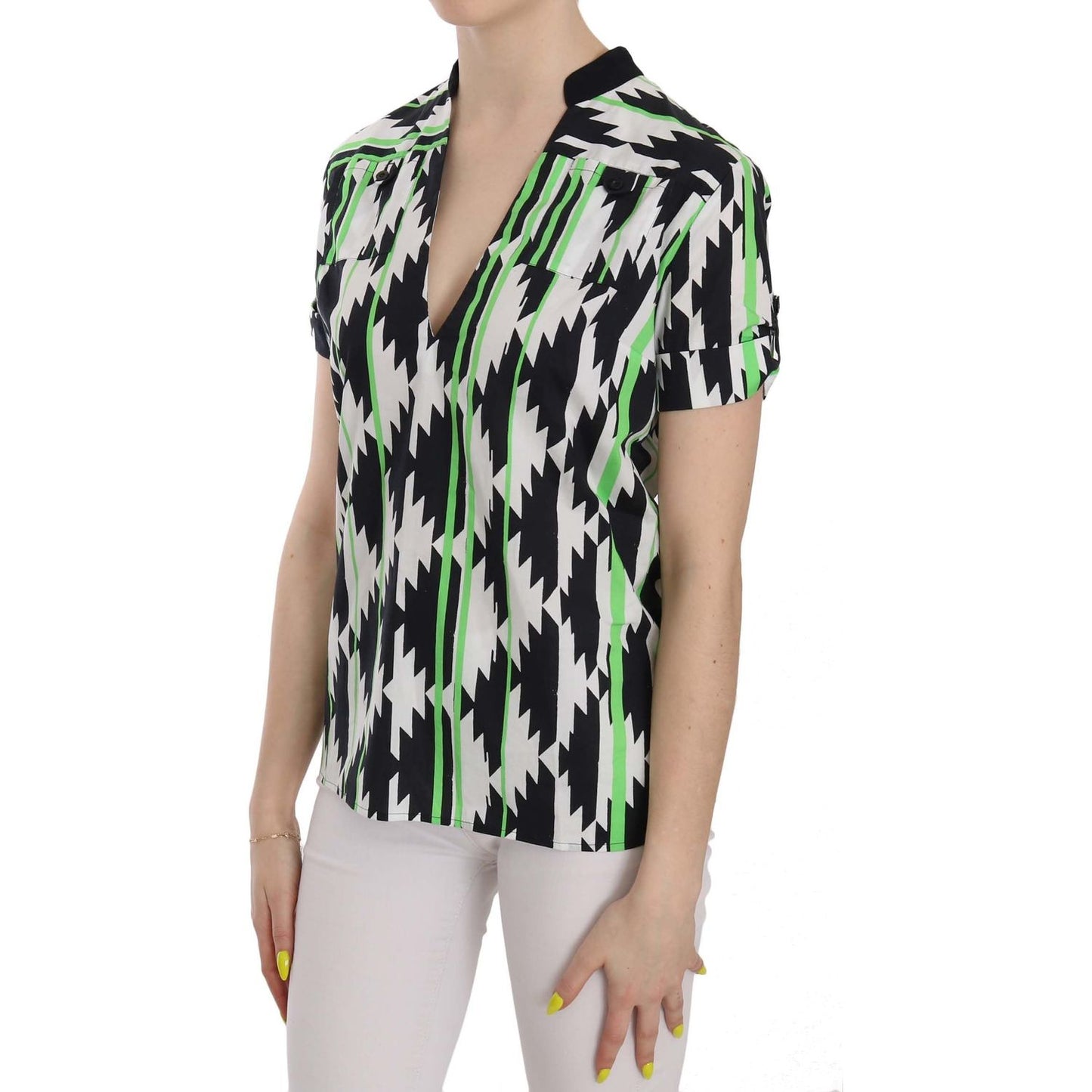 Costume National Multi Color Plunging Top Blouse 1728,67345645728,Clothing,Costume National,IT40|S,Material: Polyester,Multicolor,New with tags,T-Shirts - Clothing,T-Shirts - T-Shirts - Clothing,Tops & T-Shirts - Women - Clothing,Women,Women - Clothing