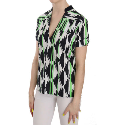 Costume National Multi Color Plunging Top Blouse 1728,67345645728,Clothing,Costume National,IT40|S,Material: Polyester,Multicolor,New with tags,T-Shirts - Clothing,T-Shirts - T-Shirts - Clothing,Tops & T-Shirts - Women - Clothing,Women,Women - Clothing