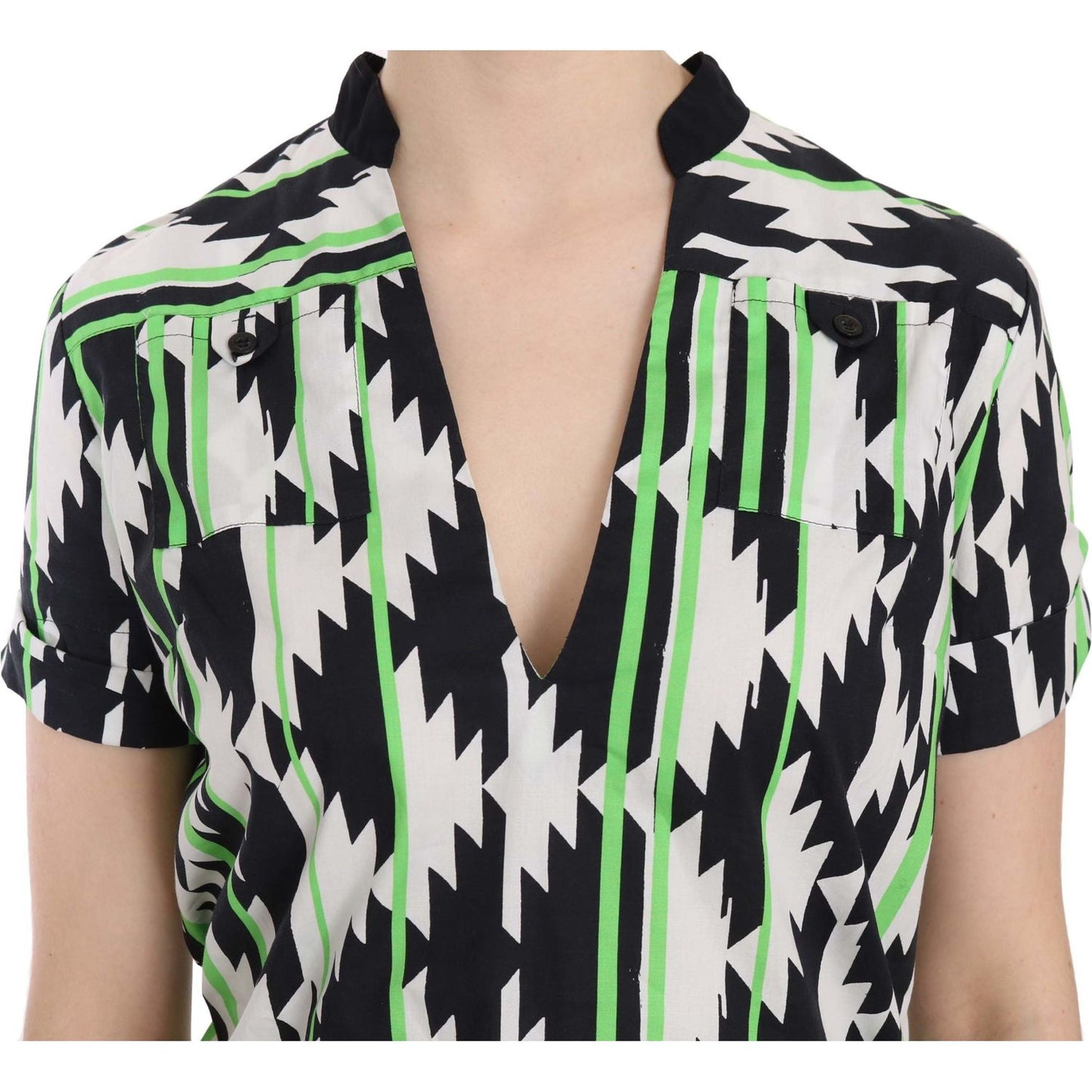 Costume National Multi Color Plunging Top Blouse 1728,67345645728,Clothing,Costume National,IT40|S,Material: Polyester,Multicolor,New with tags,T-Shirts - Clothing,T-Shirts - T-Shirts - Clothing,Tops & T-Shirts - Women - Clothing,Women,Women - Clothing