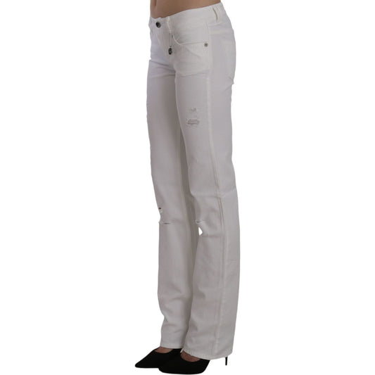 Costume National Chic White Slim Fit Cotton Jeans Costume National