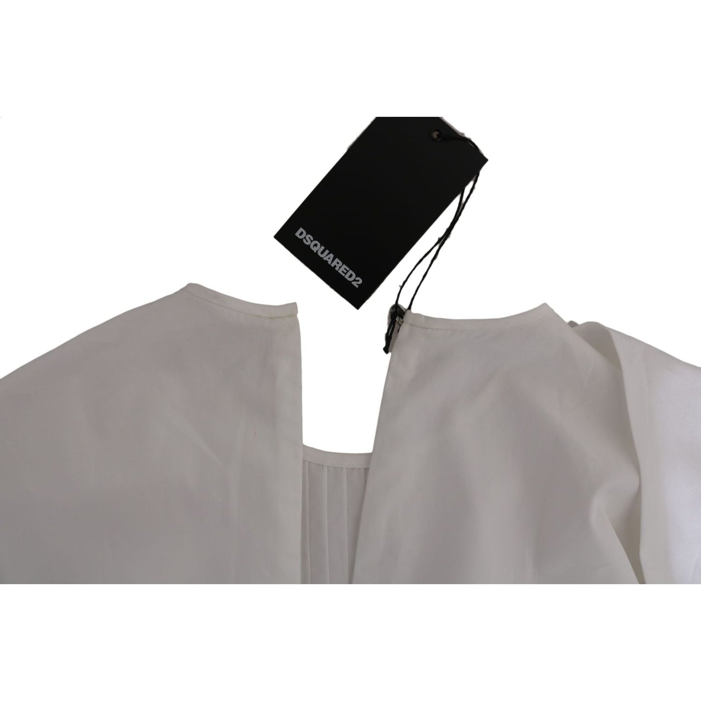 Dsquared² White Crew Neck Long Sleeve Cotton Blouse