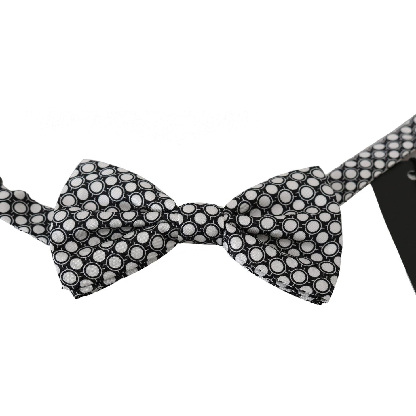 Dolce & Gabbana Elegant Black White Circle Silk Bow Tie Bow Tie Dolce & Gabbana