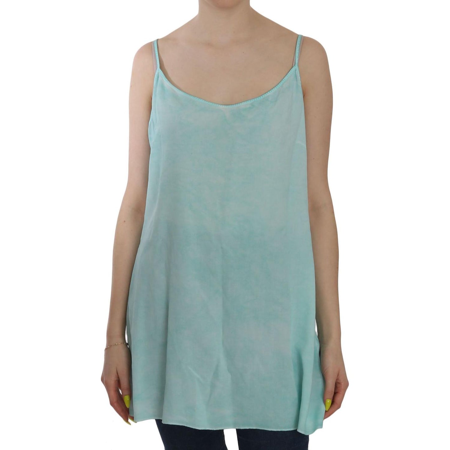 Ermanno Scervino Elegant Spaghetti Strap Sleeveless Blue Top Ermanno Scervino