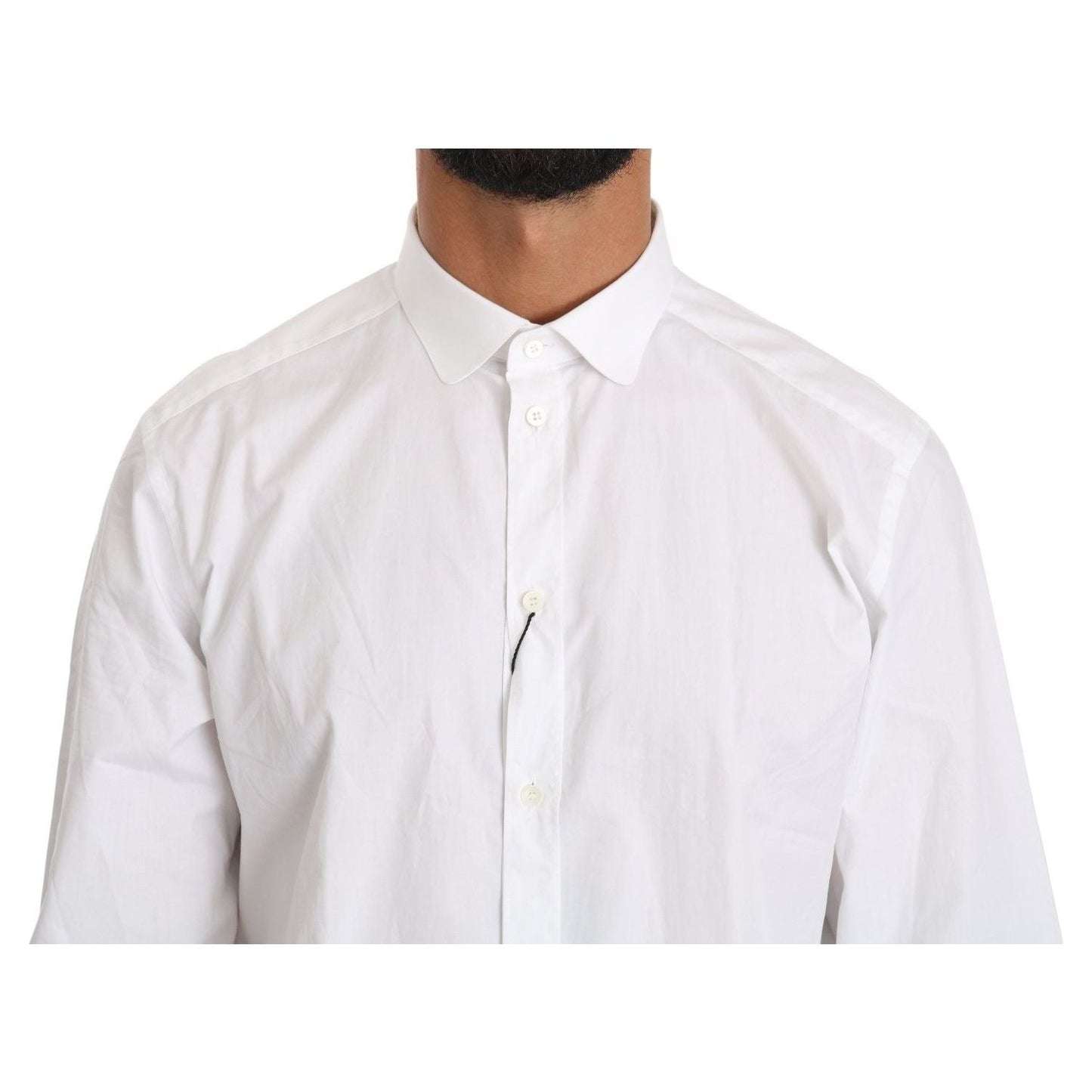 Dolce & Gabbana Elegant White Cotton Gold Fit Shirt MAN TOPS AND SHIRTS Dolce & Gabbana