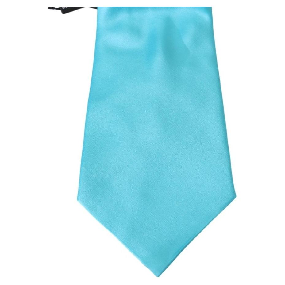 Dolce & Gabbana Light Blue Wide Mens Necktie Accessory 100% Silk Tie Necktie