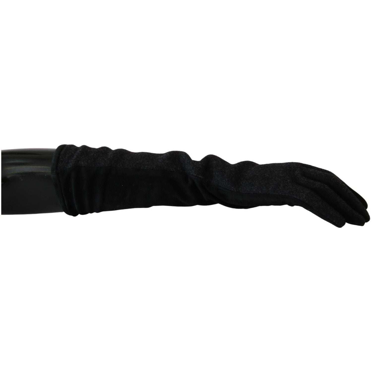 Dolce & Gabbana Black Gray Mid Arm Length Mittens Wool  Gloves