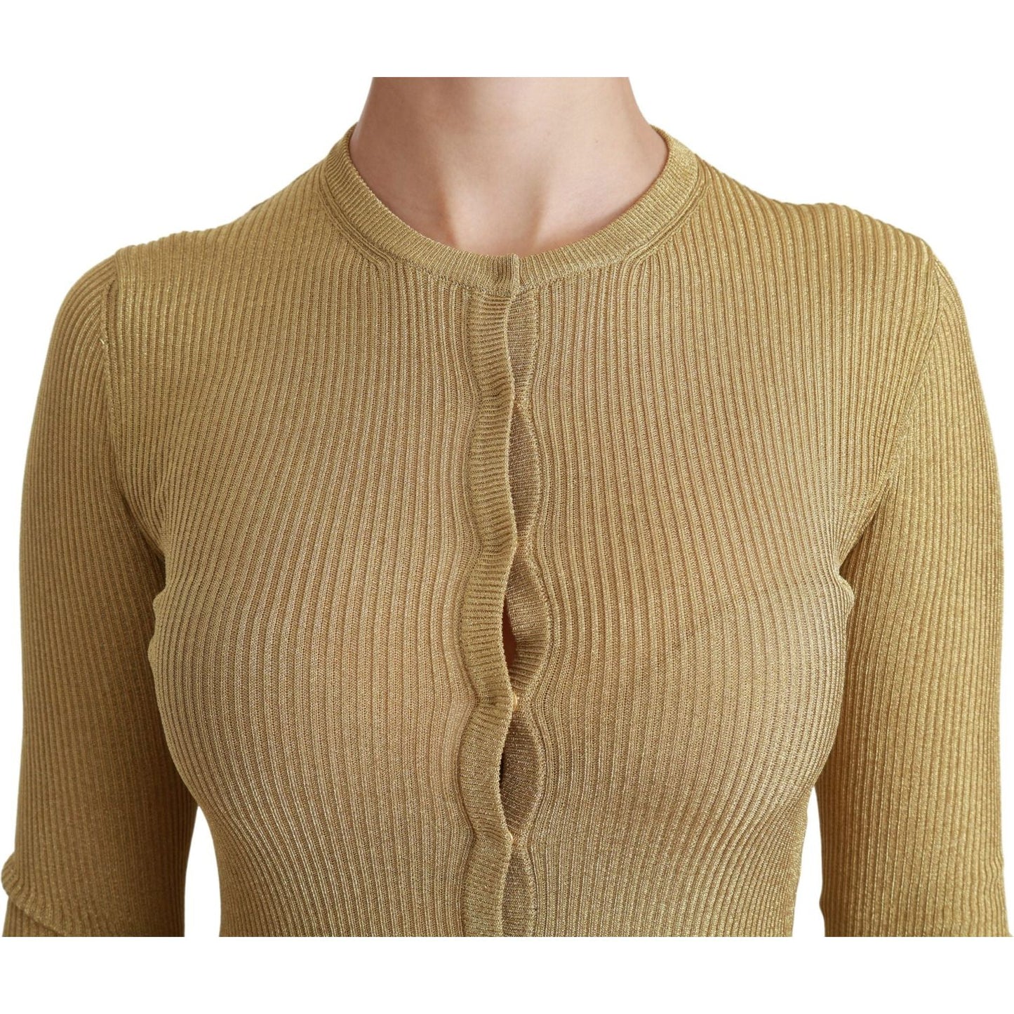 Dolce & Gabbana Gold Long Sleeve Cardigan Viscose Sweater