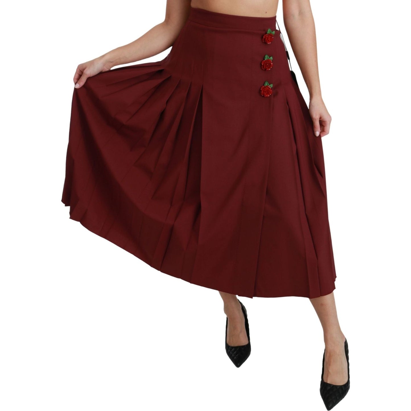 Dolce & Gabbana Elegant Red High Waist Virgin Wool Skirt Dolce & Gabbana