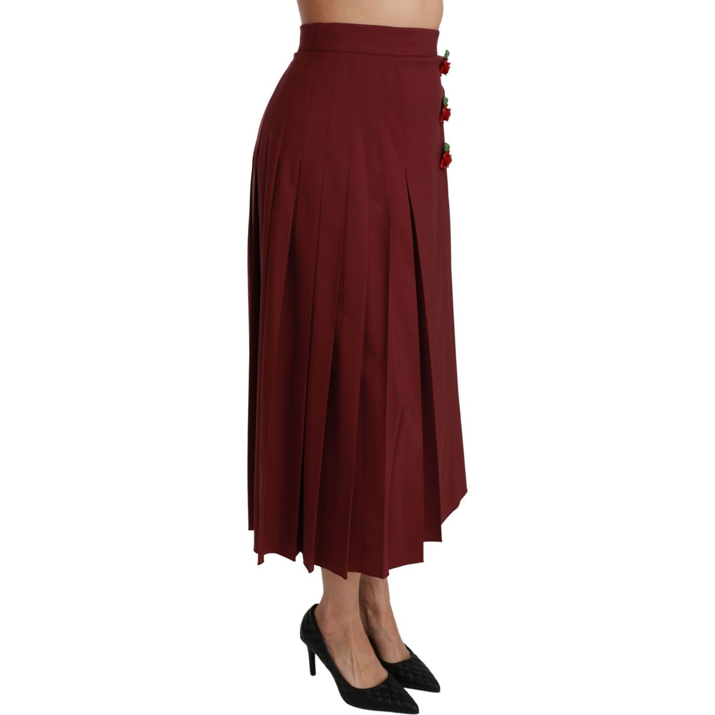 Dolce & Gabbana Elegant Red High Waist Virgin Wool Skirt Dolce & Gabbana