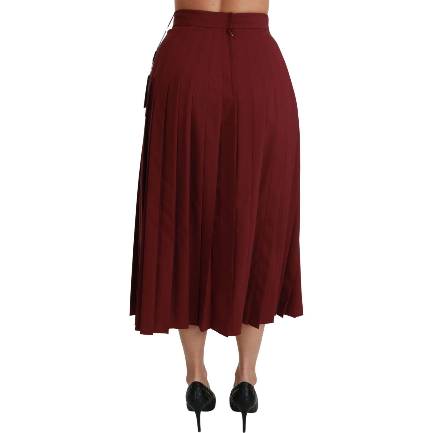 Dolce & Gabbana Elegant Red High Waist Virgin Wool Skirt Dolce & Gabbana